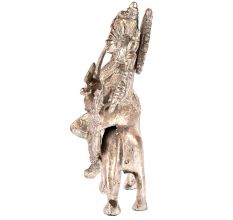 Brass Durga Statue Sherawali Mata With Silver Polish