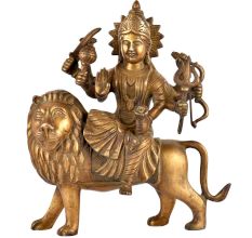 Brass Durga Ma Statue Ambe Ma Shera Wali Idol