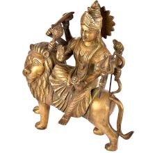 Brass Durga Ma Statue Ambe Ma Shera Wali Idol