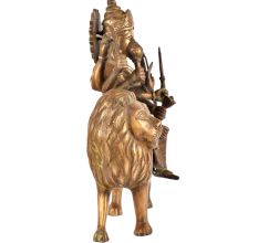 Brass Durga Ma Statue Ambe Ma Shera Wali Idol