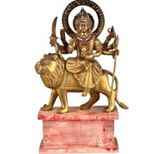 Goddess Brass Durga Ma Statue Decorated With Jewelry