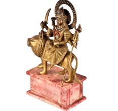 Goddess Brass Durga Ma Statue Decorated With Jewelry