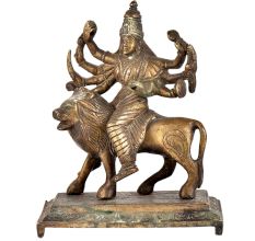 Brass Durga Statue Hindu Goddess Religious Statue