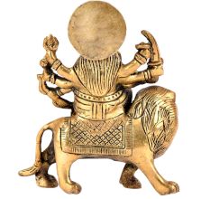 Brass Durga Statue Tranquil Durga Rides Her Fierce Vahana