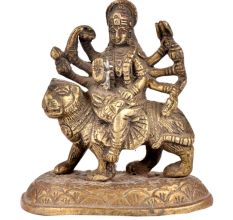 Brass Durga Statue Beautiful Sherawali Worship Statue