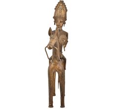 Brass Tribal Statue Of Warrior On Back Horse