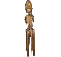 Brass Tribal Statue Of Warrior On Back Horse
