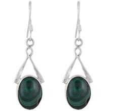 92.5 Sterling Silver Earrings Malachite Drop Earrings
