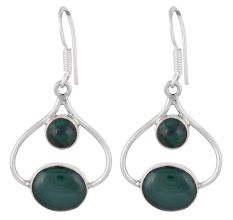 Sterling Silver Earrings Malachite Dangler Drop Earrings