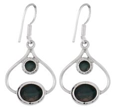 Sterling Silver Earrings Malachite Dangler Drop Earrings