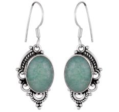 92.5 Sterling Silver Earrings Green Aventurine Dangle and Drop Earrings for Women