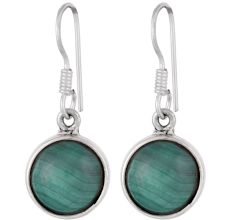 Round Malachite 92.5 Sterling Silver Earrings