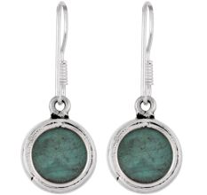 Round Malachite 92.5 Sterling Silver Earrings