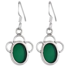 92.5 Sterling Silver Earrings Green Aventurine Modern Style Earrings