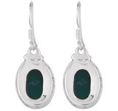 92.5 Sterling Silver Earrings Green Agate Wire Hook Earring Drops
