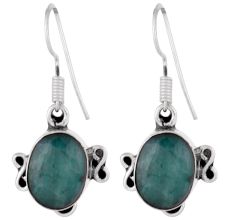 92.5  Sterling Silver Earrings Single Tear Drop  Single Jade Hook Earrings