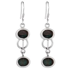 92.5  Sterling Silver Earrings Twin Jade Dangler Earrings