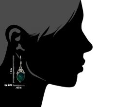 92.5 Sterling Silver Earring Green Onyx Dangle Earring
