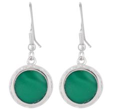 92.5 Sterling Silver Earrings Green Onyx Faceted Drop Earrings
