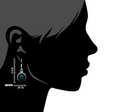 92.5 Sterling Silver Earring Handmade Oval Shaped Green Agate Hook Earrings