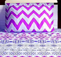 Bombay Dyeing Lavender Blue Abstract 120 TC Cotton Double 1 Bedsheet With 2 Pillow Covers