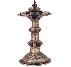 Traditional Brass Oil lamp Peacock Deepak Diya Stand Showpiece