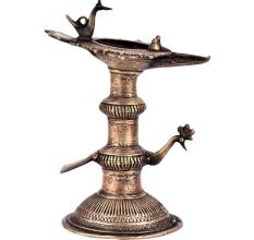 Traditional Brass Oil lamp Peacock Deepak Diya Stand Showpiece