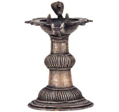 Handmade Brass Oil Lamp Tribal Craft Peacock Engraved Design