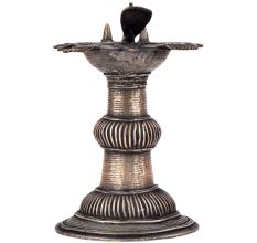 Handmade Brass Oil Lamp Tribal Craft Peacock Engraved Design