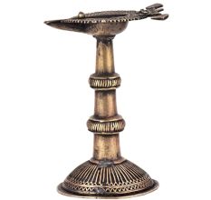 Brass Oil Lamp Rare Handcrafted Deepak With Detailed Engravings