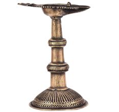 Brass Oil Lamp Rare Handcrafted Deepak With Detailed Engravings