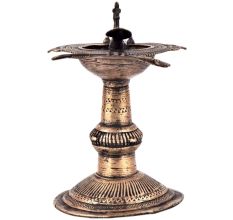 Brass Oil Lamp Indian Dhokra Rare Peacock Diya Stand