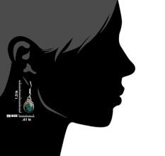 92.5 Sterling Silver Earrings With Green Onyx Eye Drop Earrrings