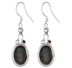 92.5 Sterling Silver Earrings  Green Malachite Drop Earrings