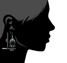 92.5 Sterling Silver Earrings Green Onyx Floral Rope Hook Earrings