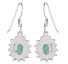 92.5 Sterling Silver Earrings Starry Chrysoprase Hook Earrings