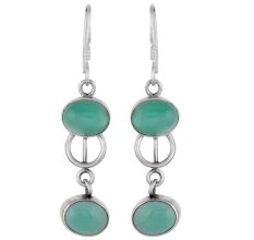 92.5 Sterling Silver Earrings Natural Green Aventurine