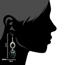 Long 92.5 Sterling silver Earrings Green Onyx Drop Earrings
