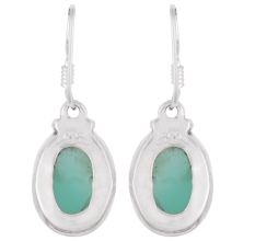 92.5 Sterling Silver Earrings Single Green Onyx Teardrop Hook Earrings