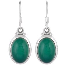 92.5 Sterling silver Earring Green Onyx Hook Everday Earring