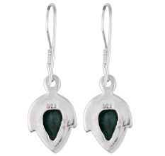 92.5 Sterling Silver Earrings Chrysoprase Drop Green Gem Stone