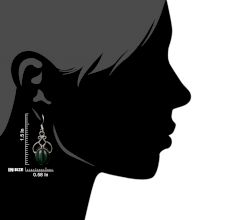 92.5 Sterling Silver Earrings Green Malachite Hanging Earrings