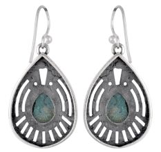 92.5 Sterling Silver Earrings Green Malachite Big Tear Drop Earings