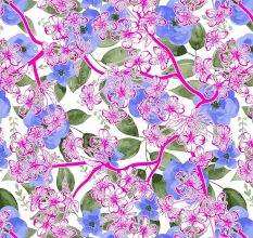 Bombay Dyeing Lavender Blue Floral 180 TC Cotton Double 1 Bedsheet With 2 Pillow Covers