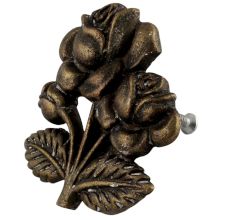 Antique Rose With Branch Iron Dresser Knob