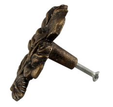 Antique Rose With Branch Iron Dresser Knob