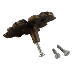 Antique Rose With Branch Iron Dresser Knob