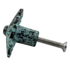 Antique Sage Green Floral Iron Cabinet Knobs