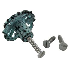 Antique Sage Green Floral Iron Cabinet Knobs
