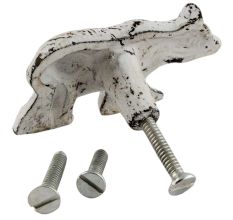 Antique White Bear Iron Dresser Knob